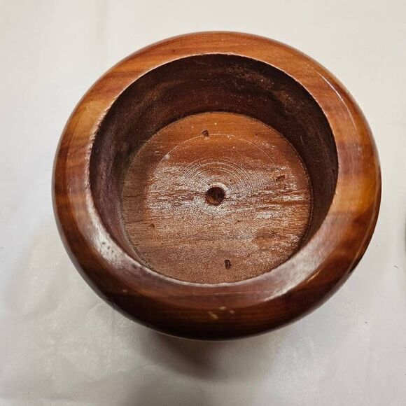 Small Solid Wood Trinket or Ring Box  Small Vintage Wood Trinket Box  Small Roun - Picture 10 of 12